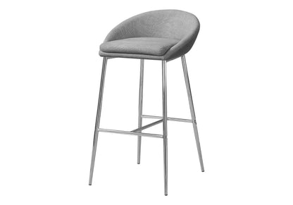 Bar stool set of 2, gray upholstered seats with chrome legs, bar height, contemporary on Tampa Home & Garden Store