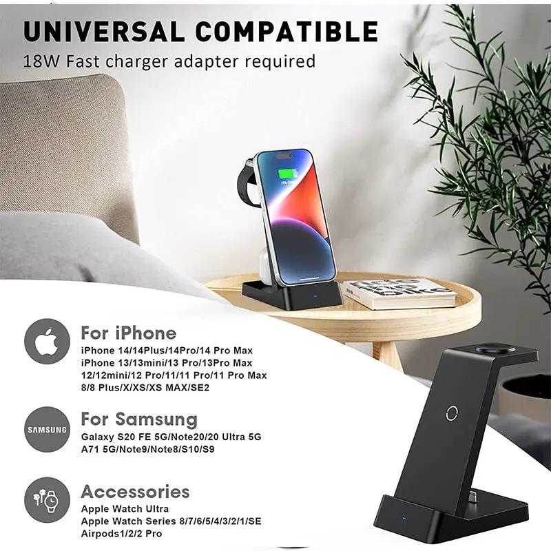 Wireless Charger Three-in-one Desktop 18W Charger by FLIPSTYLEZLLC with iPhone on stand on Tampa Home & Garden Store