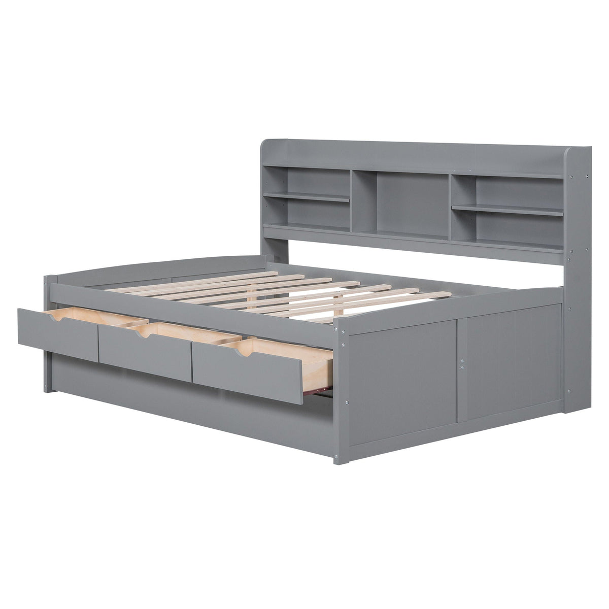 Captain Bed with BuiltIn Bookshelves 3 Storage Drawers, and Trundle in gray by HouseOfZazla on Tampa Home & Garden Store