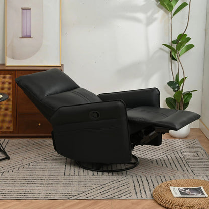 360° Modern small rocking swivel recliner chair in black leather with side pocket on Tampa Home & Garden Store
