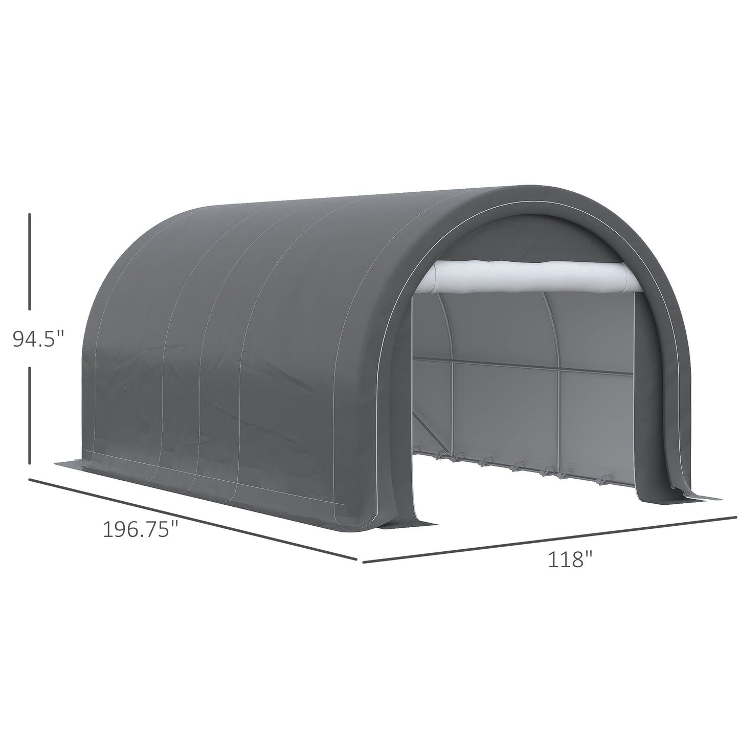 Outsunny 10' x 16' carport portable garage tent with large zippered door, gray UV canopy on Tampa Home & Garden Store