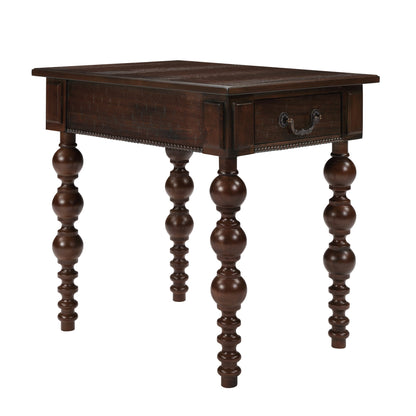 Solid wood end table with drawer in espresso finish; turned legs and bead-trim apron on Tampa Home & Garden Store