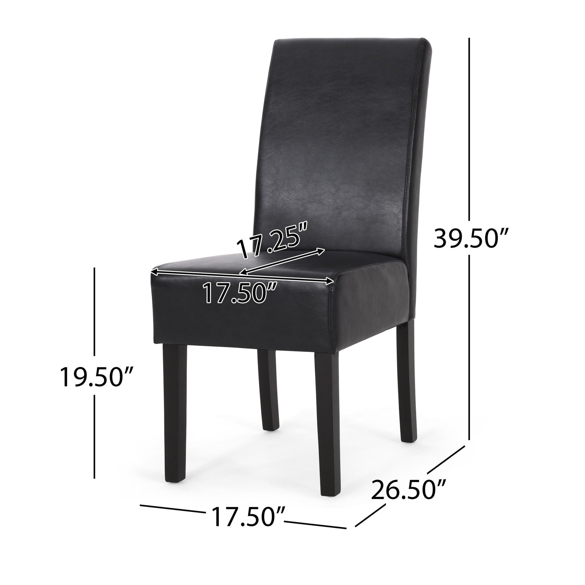 Contemporary dining chair set of 2 in black faux leather with rubberwood legs HouseOfZazla on Tampa Home & Garden Store