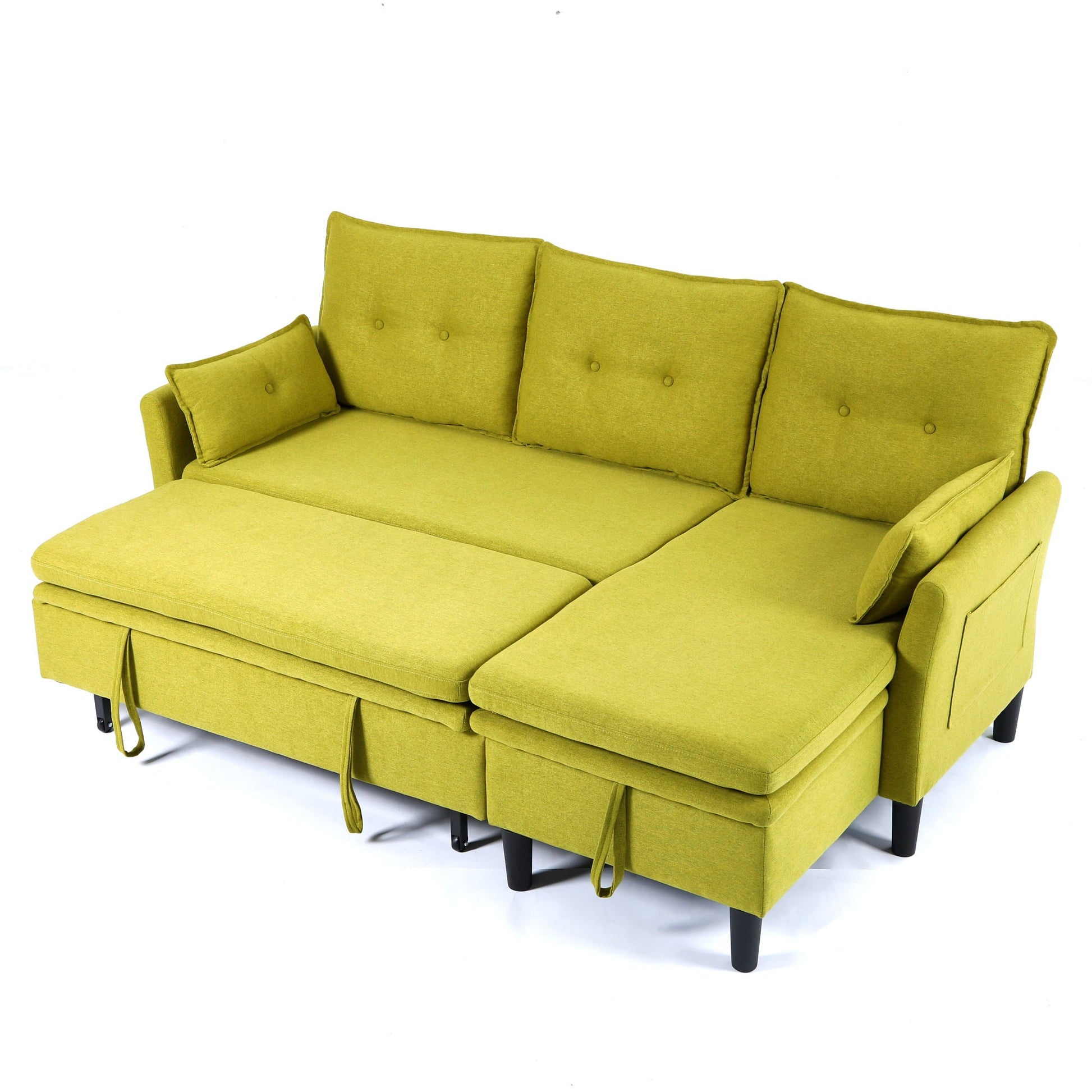 L-Shaped reversible chaise sectional sofa with storage in lime green by HouseOfZazla on Tampa Home & Garden Store