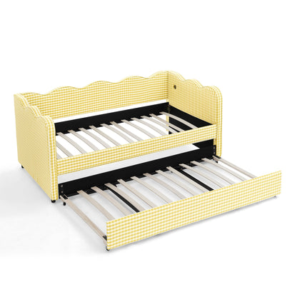 Cozy gingham daybed with trundle, yellow twin by HouseOfZazla on Tampa Home & Garden Store
