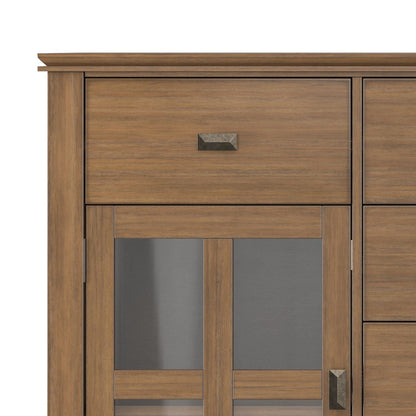 Rustic brown sideboard buffet with tempered glass doors, wood grain, metal handle by HouseOfZazla on Tampa Home & Garden Store