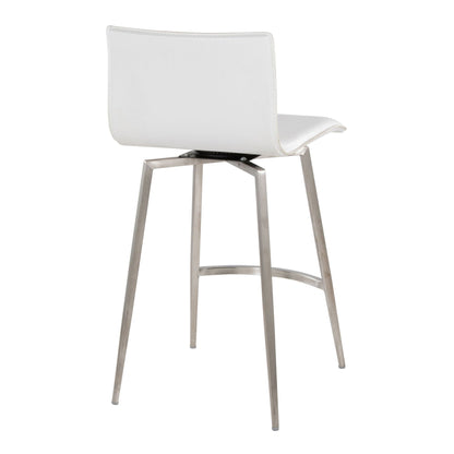 Mara white upholstered contemporary fixed-height counter stools pair with swivel on Tampa Home & Garden Store