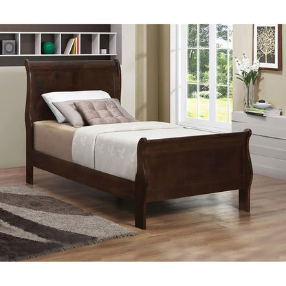 Graffenstaden Sleigh Bed by HouseOfZazla in dark wood finish with curved headboard and footboard on Tampa Home & Garden Store