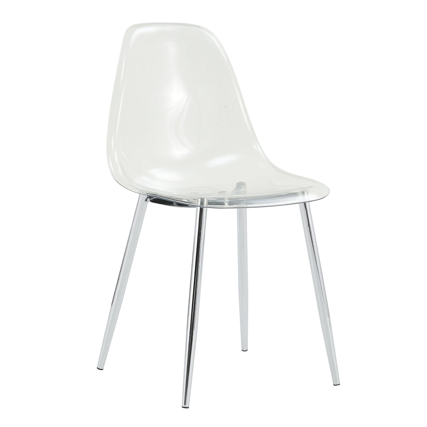 Modern Minimalist Transparent Dining Chair, clear acrylic seat, chrome legs, HouseOfZazla 6pc on Tampa Home & Garden Store