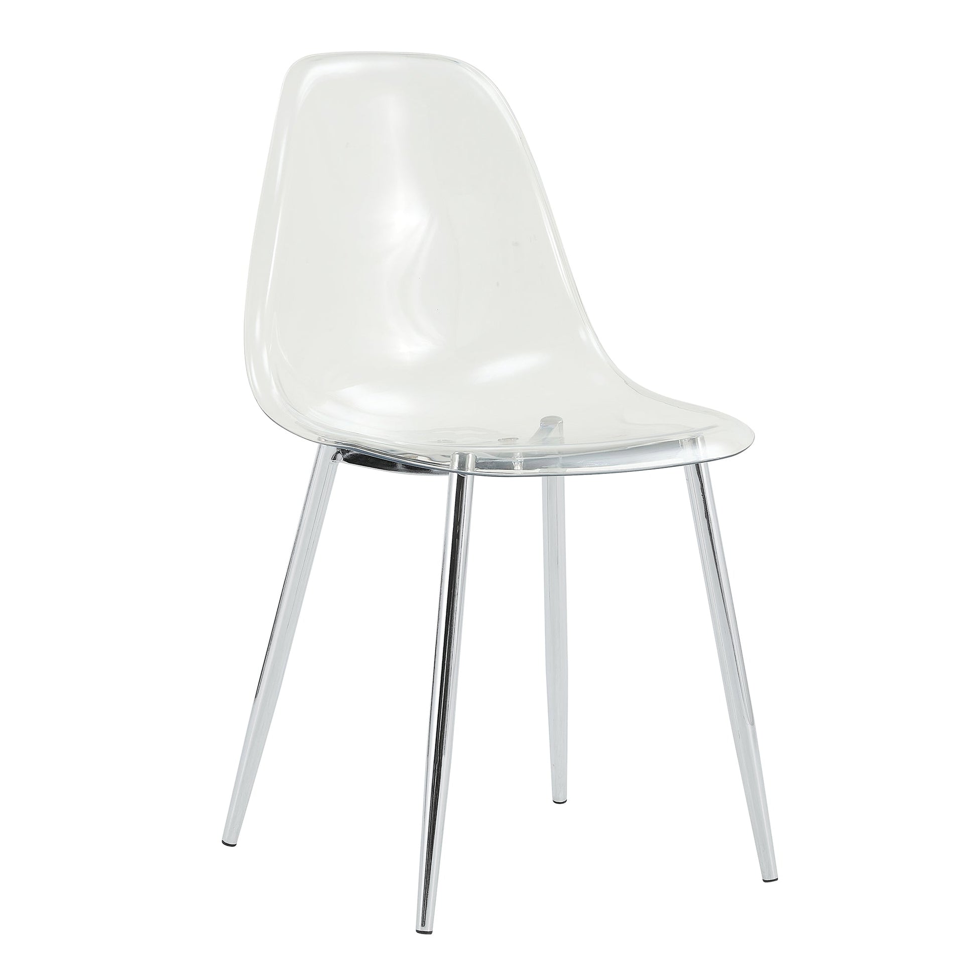 Modern Minimalist Transparent Dining Chair, clear acrylic seat, chrome legs, HouseOfZazla 6pc on Tampa Home & Garden Store