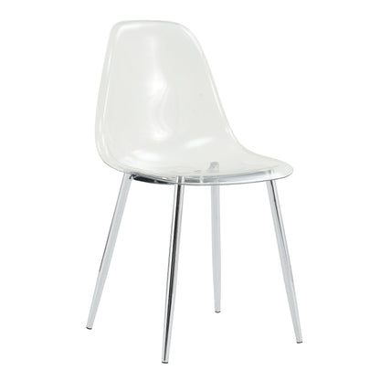 Modern Minimalist Transparent Dining Chair, clear acrylic seat, chrome legs, HouseOfZazla 6pc on Tampa Home & Garden Store