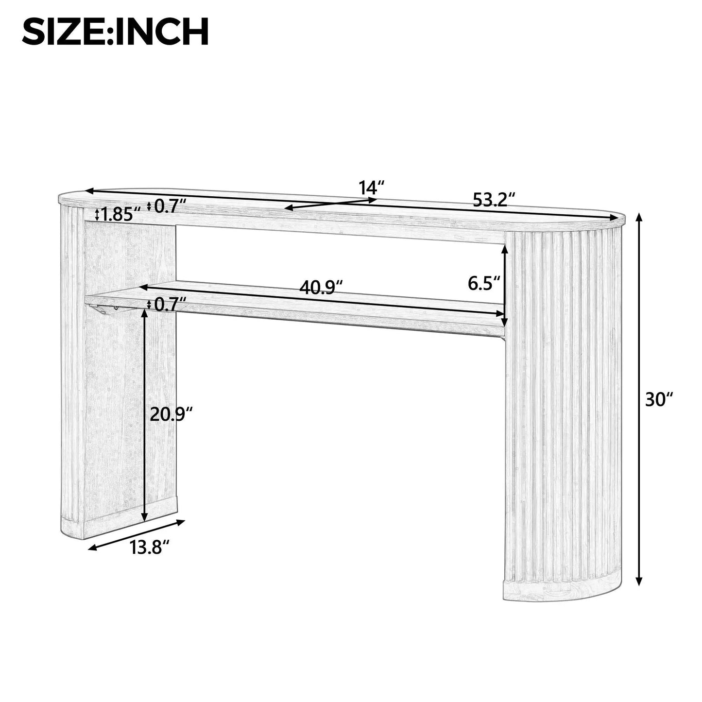 Console Table With Fluted Legs and Open Shelf