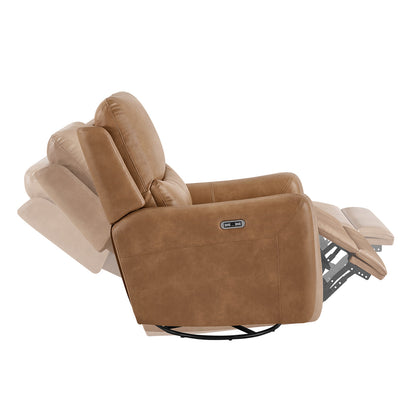 Dublin 30in Saddle swivel power recliner chair in tan leather by HouseOfZazla on Tampa Home & Garden Store