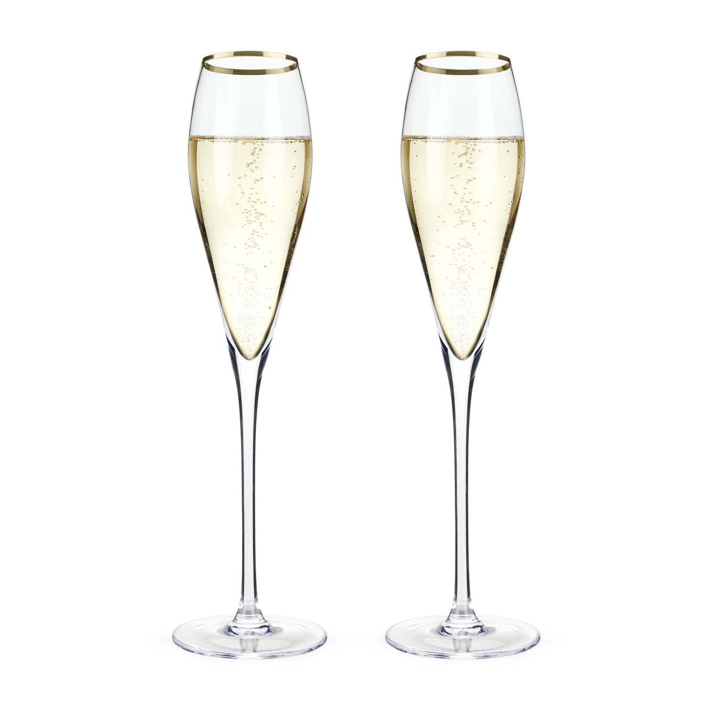 Gold Rimmed Crystal Champagne Flute Set of Two