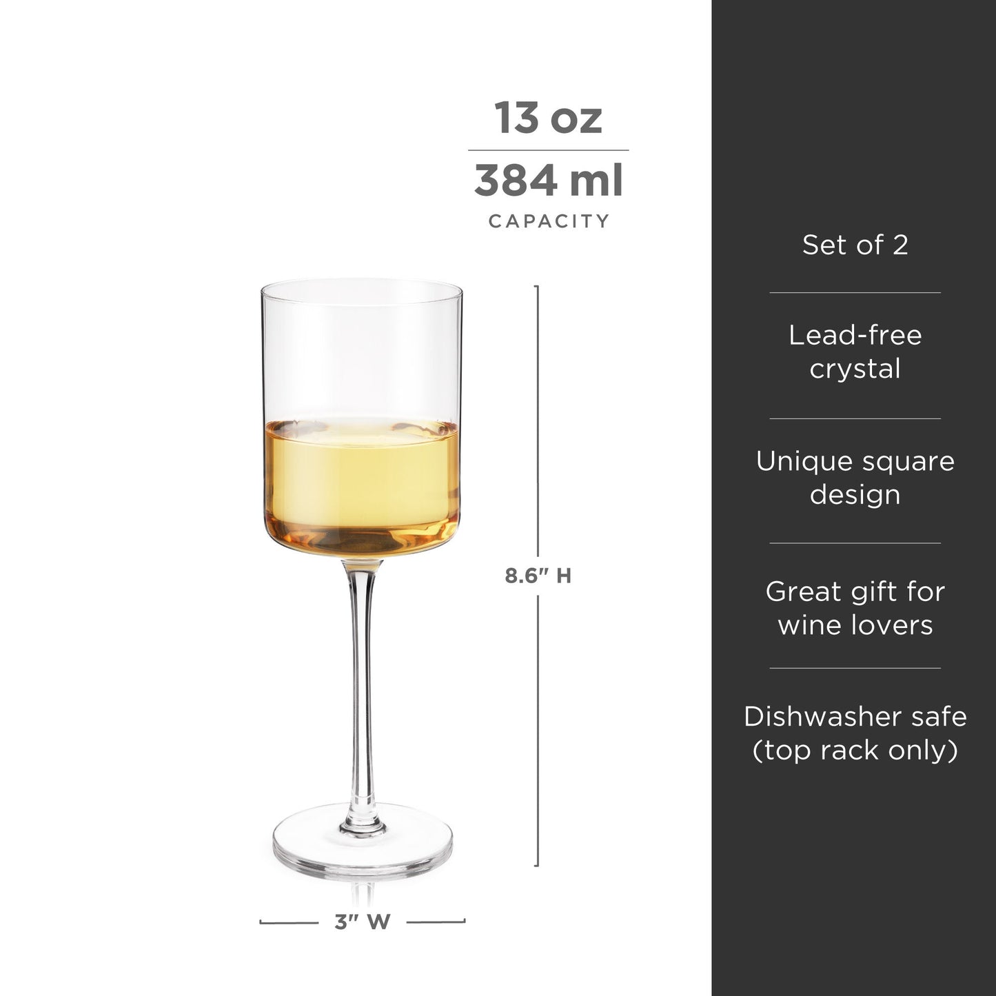 Laurel And Square Crystal White Wine Glasses