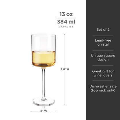 Laurel And Square Crystal White Wine Glasses