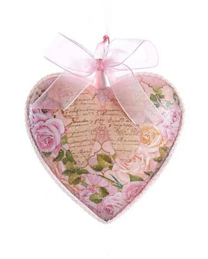 Adornos de corazón de cristal rosa con estilo bohemio chic ruborizado -