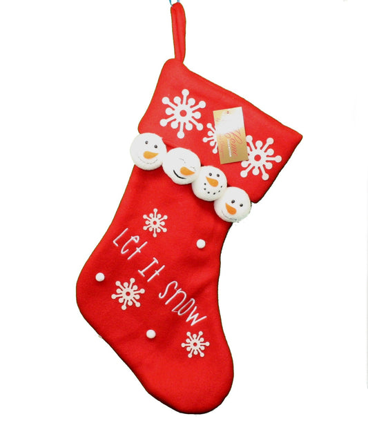 Embroidered Stocking with Snowman Appliques - Tampa Home & Garden Store