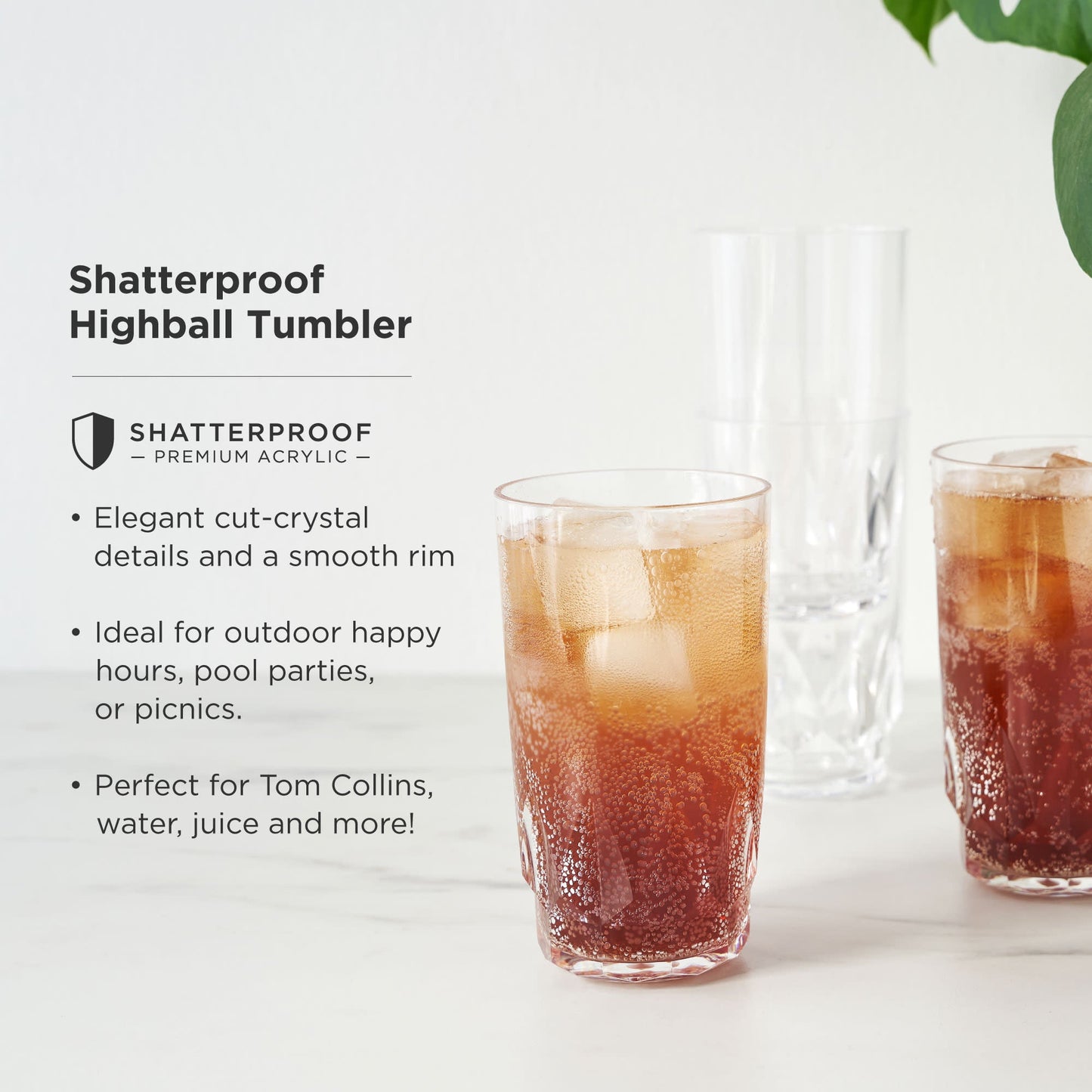 Shatterproof Acrylic Highball Glass Set Of Four