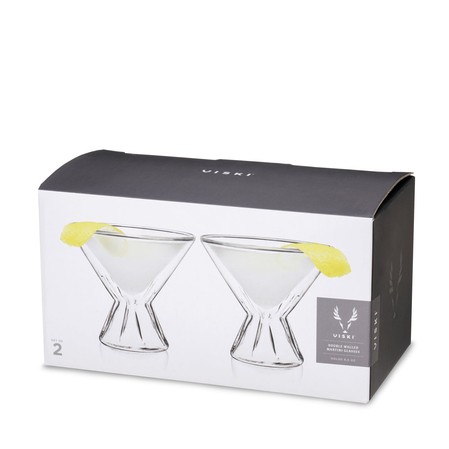 Pair of Stemless Double Walled Martini Glasses