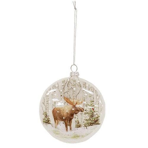 Glass Disk 100mm Ornament - Moose - Tampa Home & Garden Store