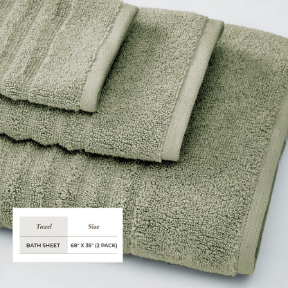 Luxury Combed Cotton and Ribbed Bath Towels