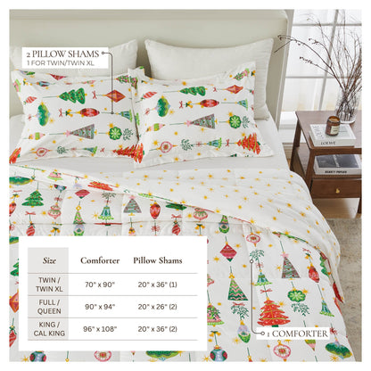 Great Bay Home Reversible Christmas Comforter & Sham Set, 2 pillow shams, Holiday Odette print on Tampa Home & Garden Store
