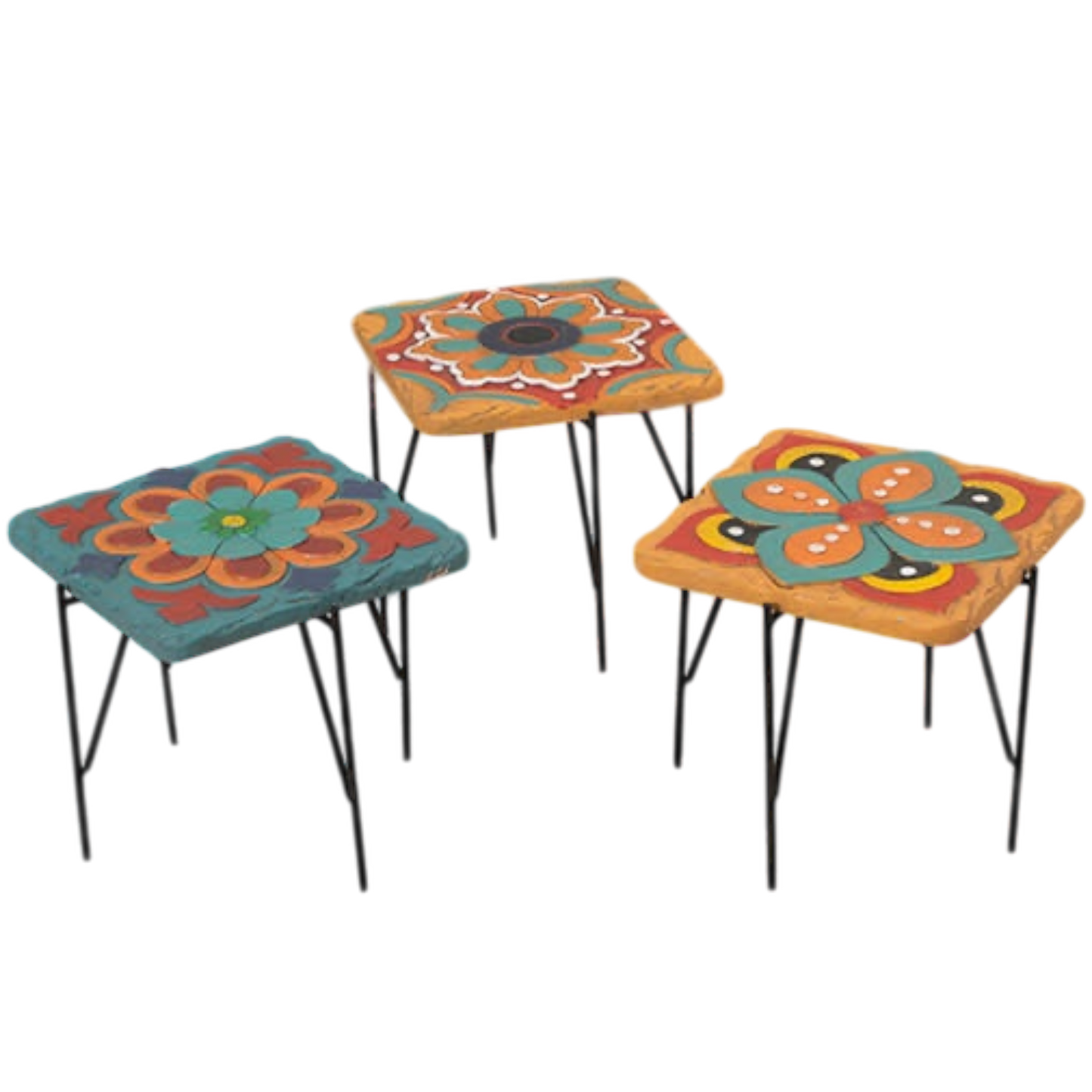 Cement & Metal Latin Style Planter Stand -