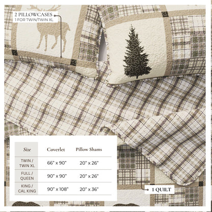 Plaid Lodge Quilt Set and Reversible Bear Design