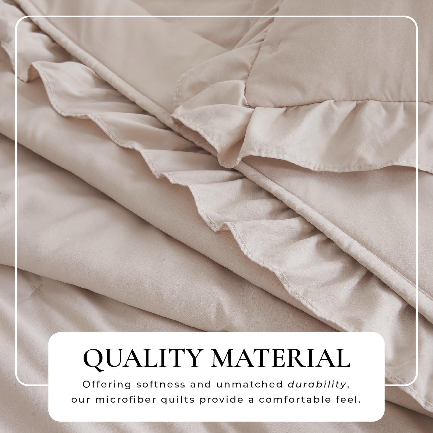 Dot Stitched Ruffled Quilt Set and Bedding