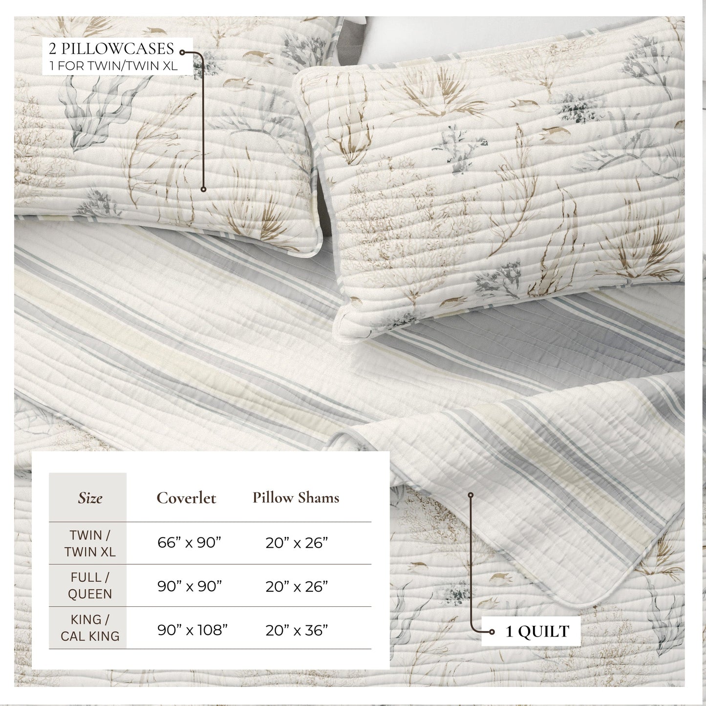 Coral Sea Coastal Quilt Set and Soft Microfiber
