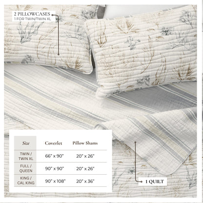 Coral Sea Coastal Quilt Set and Soft Microfiber