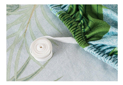 Floral printed sofa cover with elastic edge; green-blue fabric, Stevvex ST50DE3092TRE on Tampa Home & Garden Store