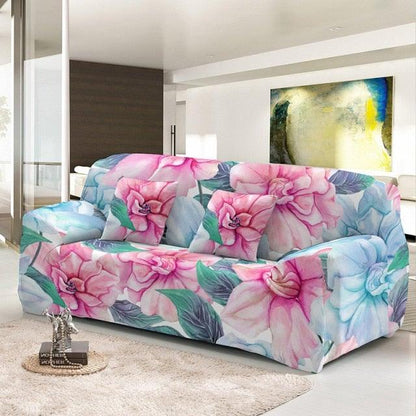 Floral elastic sofa cover for 3/4 seater, Stevvex slipcover, protector on Tampa Home & Garden Store