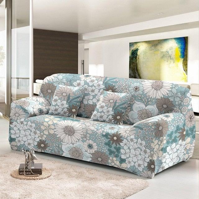 Elastic floral sofa cover with cushion covers for a 3-seat sofa Stevvex on Tampa Home & Garden Store