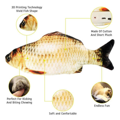 Electric cat toy fish by Stevvex, 3D realistic plush, USB rechargeable, cotton plush, cat kicker on Tampa Home & Garden Store