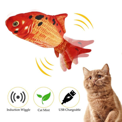 Stevvex Electric Cat Toy 3D Fish plush red-orange with USB charging for cat play on Tampa Home & Garden Store