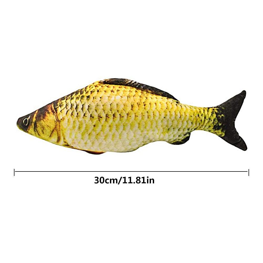 Electric 3D fish plush cat toy, yellow-gold with black tail, 30 cm long on Tampa Home & Garden Store