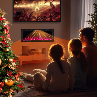 Chimenea Eléctrica de 40/50/60 Pulgadas Empotrada y Montada en la Pared para Montantes de 2' x 6' - 40 Pulgadas