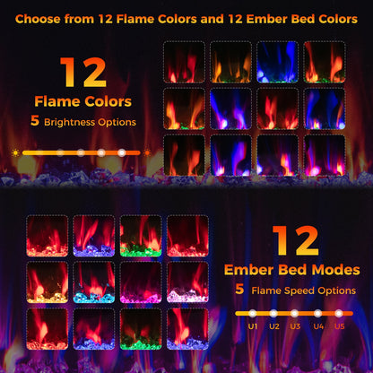 Chimenea Eléctrica de 40/50/60 Pulgadas Empotrada y Montada en la Pared para Montantes de 2' x 6' - 40 Pulgadas