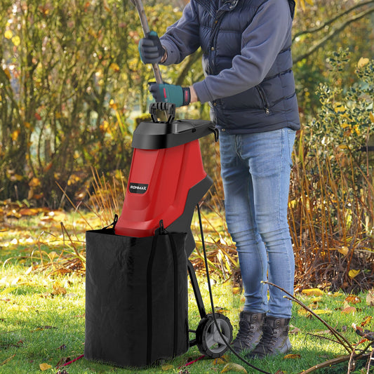 15-AMP Electric Wood Chipper and Shredder Leaf Mulcher with Wheels-Red - Tampa Home & Garden Store