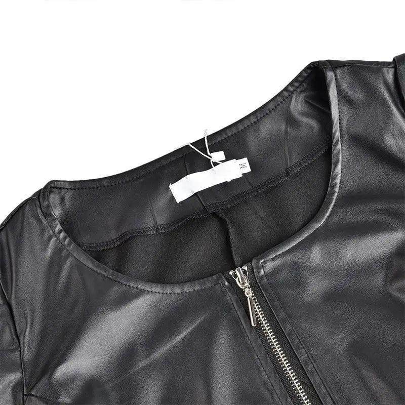 Women's PU leather jacket Stevvex black with front silver zipper on Tampa Home & Garden Store