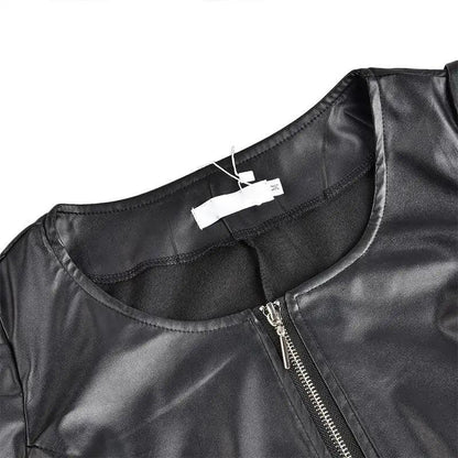 Women's PU leather jacket Stevvex black with front silver zipper on Tampa Home & Garden Store