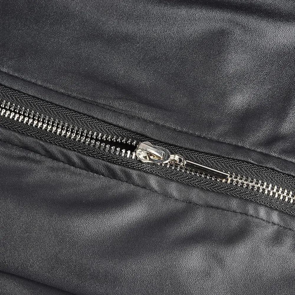 PU leather jacket Stevvex black with silver zipper detail on Tampa Home & Garden Store