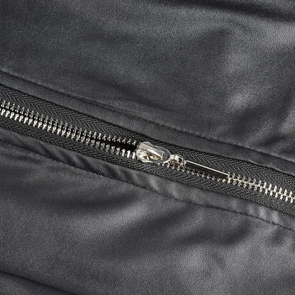 PU leather jacket Stevvex black with silver zipper detail on Tampa Home & Garden Store
