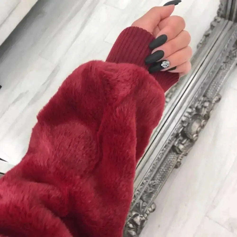 Elegance Black Faux Fur Coat with Hood for Women