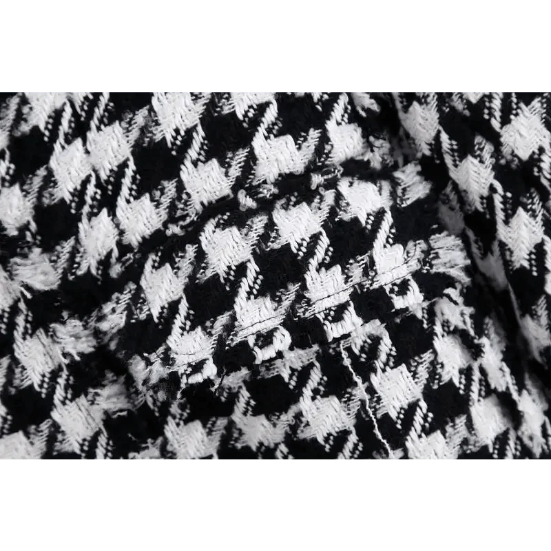 tweed jacket Stevvex black white houndstooth fabric close-up pattern on Tampa Home & Garden Store