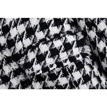 tweed jacket Stevvex black white houndstooth fabric close-up pattern on Tampa Home & Garden Store