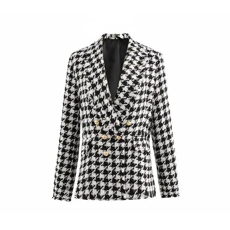 Stevvex houndstooth tweed overcoat, double-breasted with gold buttons on Tampa Home & Garden Store