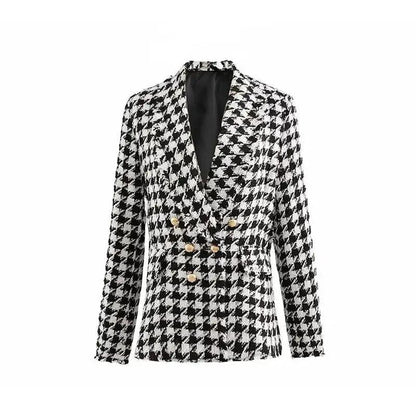 Stevvex houndstooth tweed overcoat, double-breasted with gold buttons on Tampa Home & Garden Store